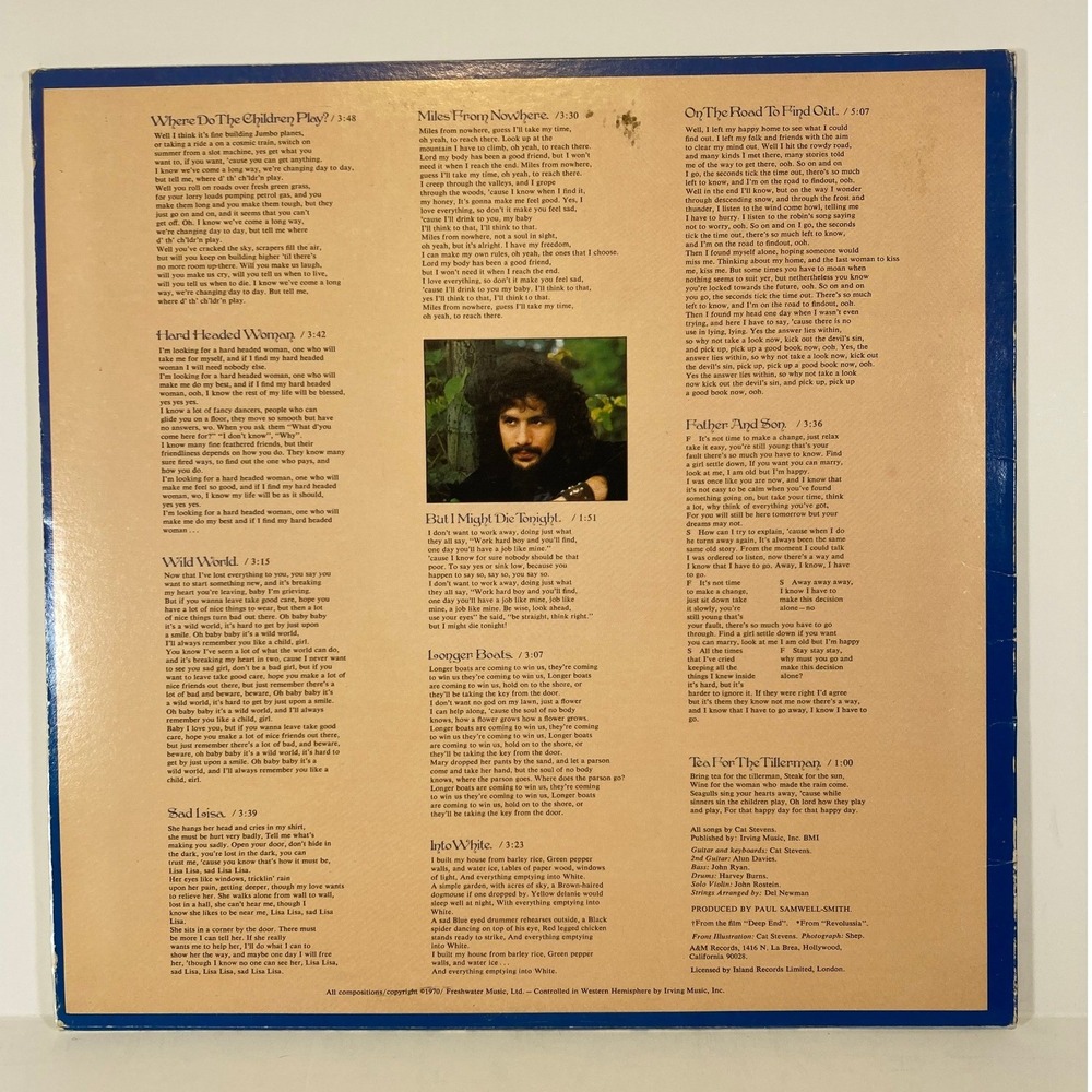 Cat Stevens Vinyl Record Lot Tea for the Tillerman Teaser and‎ Firecat Izitso 3 - Picture 8 of 16